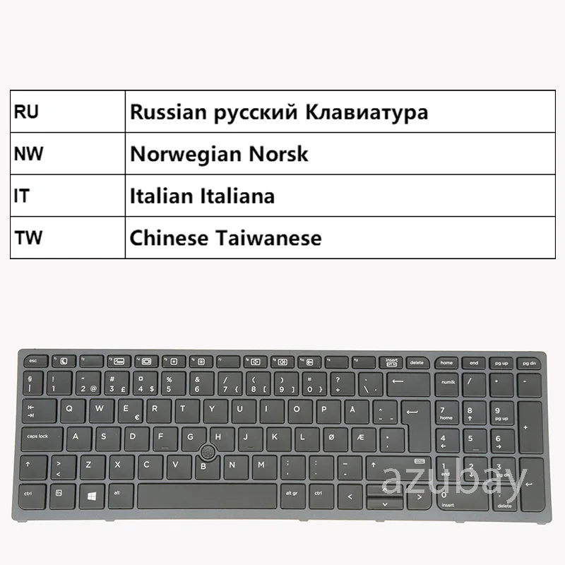 Keyboard For HP Zbook 15 G3, 17 G3  NSK-CZ0BC 848311-001 PK131C32A13  SPS-848311-061 Russian Norwegian Italian Chinese Taiwanese