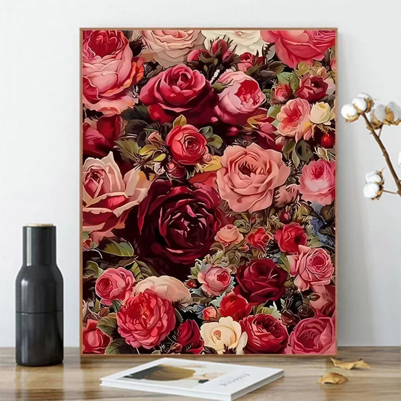 

Oil Painting By Numbers Flower On Canvas With Frame Handmade Drawing Paints For Adults Picture Coloring By Number Decoration Art