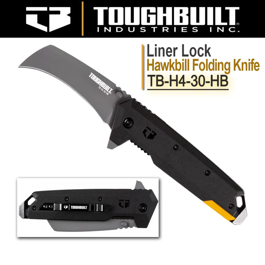 TOUGHBUILT TB-H4-30-HB Hawkbill Folding Knifes Every Day Carry Eagle Beak Folding Tool Knife Pocket Knife Hand Tools