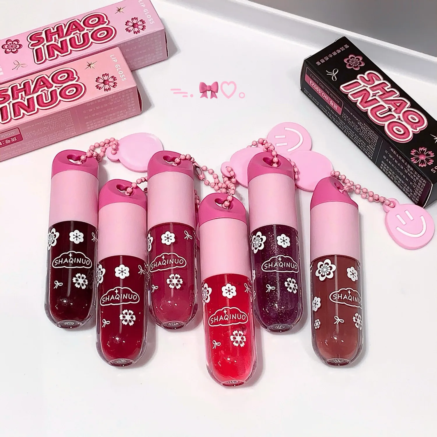 SHAQINUO Lustrous, Tender and Watery Lip Gloss, Water-Rich Glass Lips, Mirror-Like Light Makeup