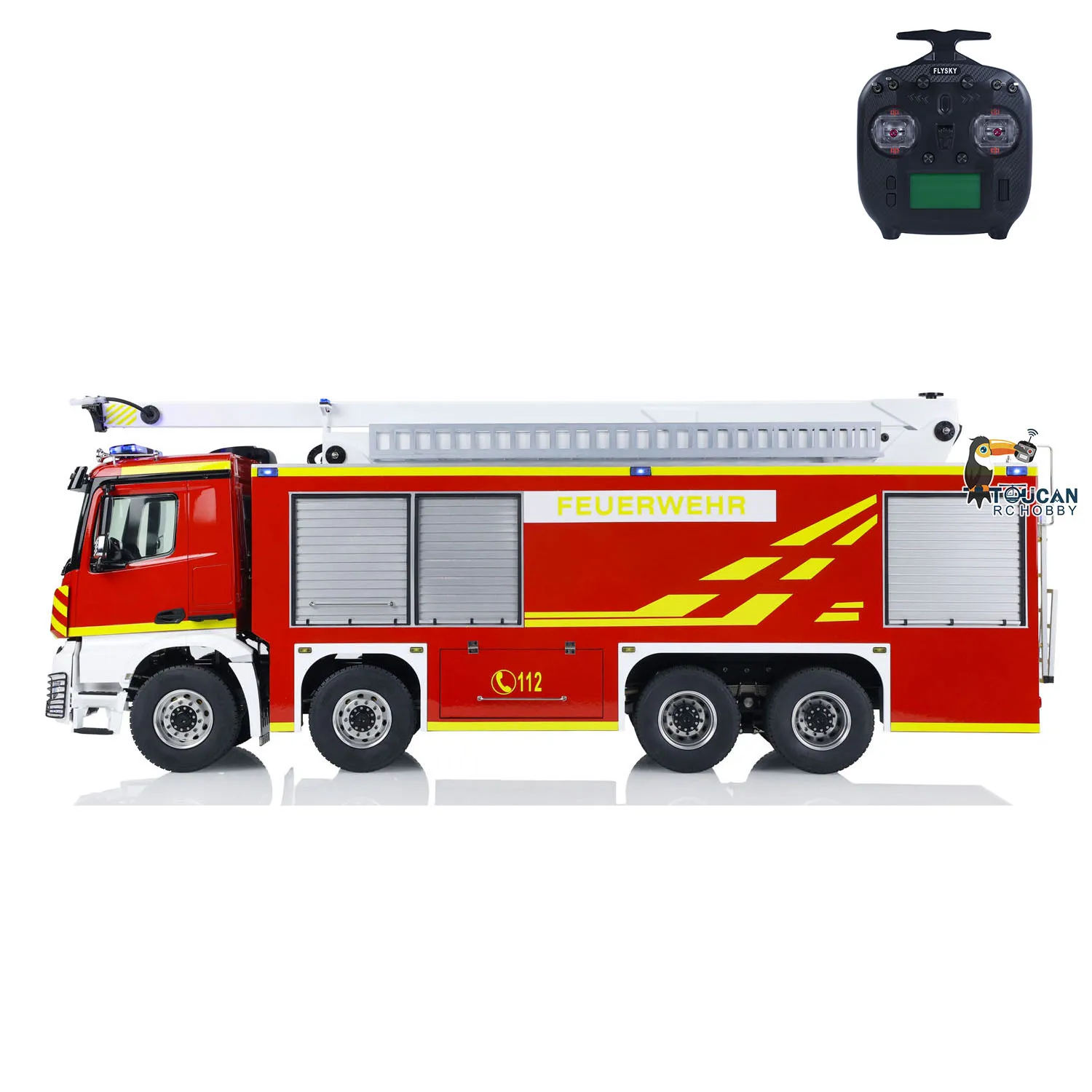 Toys 1/14 3363 8x4 RC Fire Truck Metal Chassis Snozzle High-reach Extendable Turret Light Sound  Painted Finished Car Vehicle