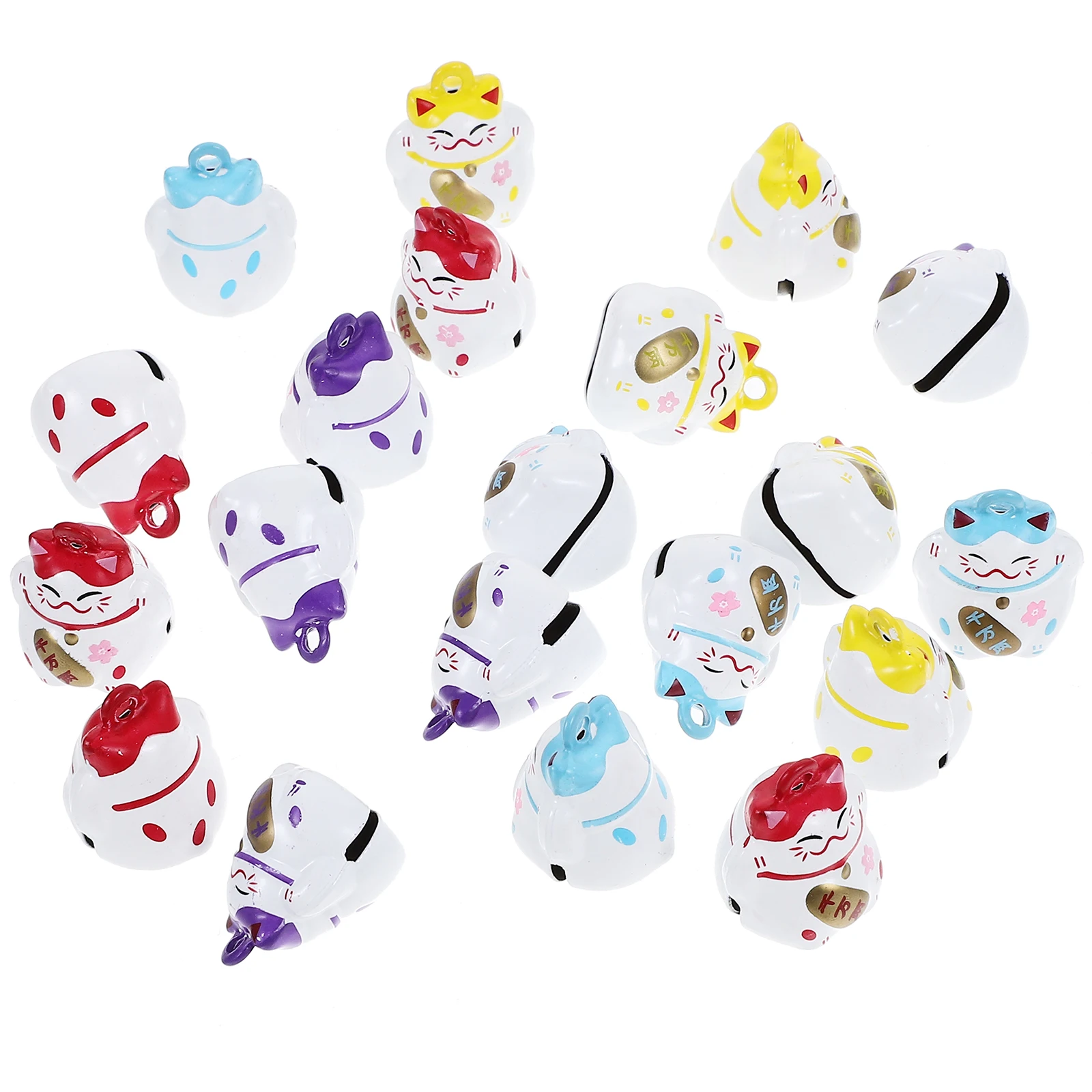 

20 Pcs Lucky Cat Pendant Charms DIY Making Bell Ornaments Bells for Crafts Metal Keychain Jewelry Chinese