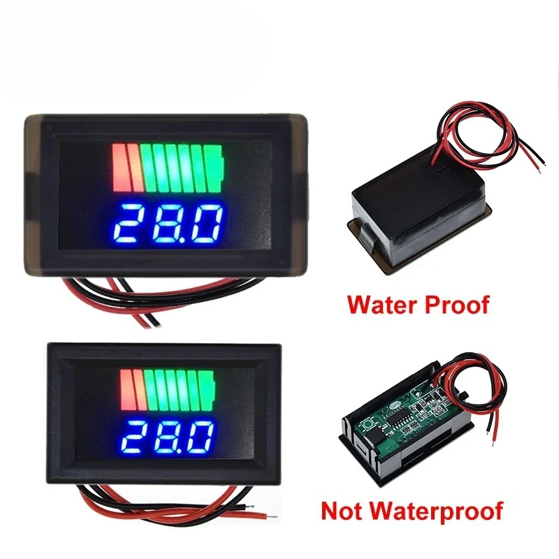Car Battery Charge Level Indicator  12V-60V 84V Lithium Battery Capacity Meter Tester Blue Display Tester Voltmeter Waterproof