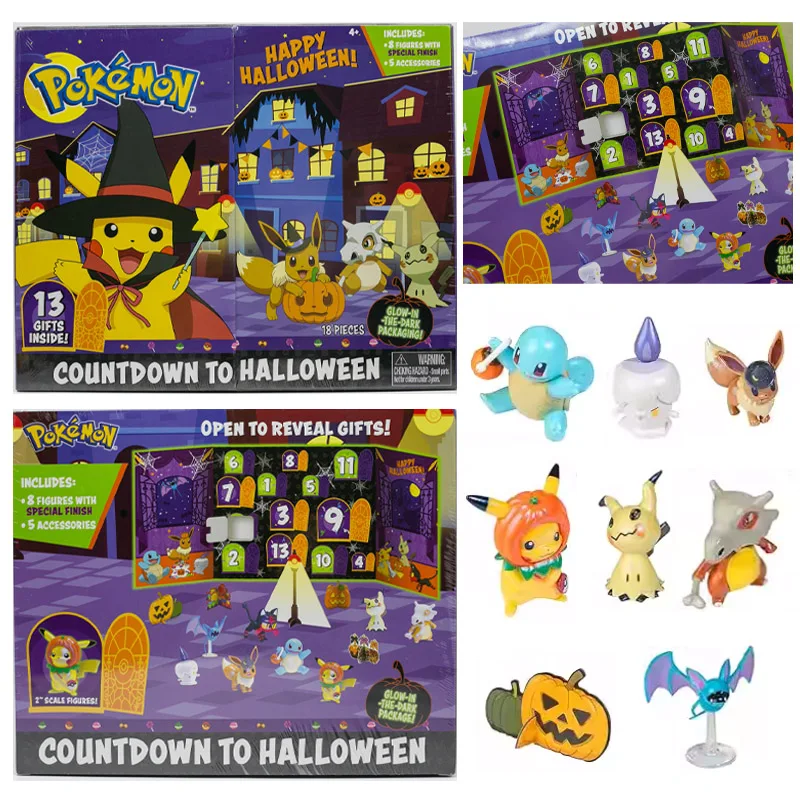 

Anime Pokemon Battle Figure Countdown To Halloween Series Blind Box Pikachu Eevee Cubone Mimikyu Model Ornament Boys Girls Gifts