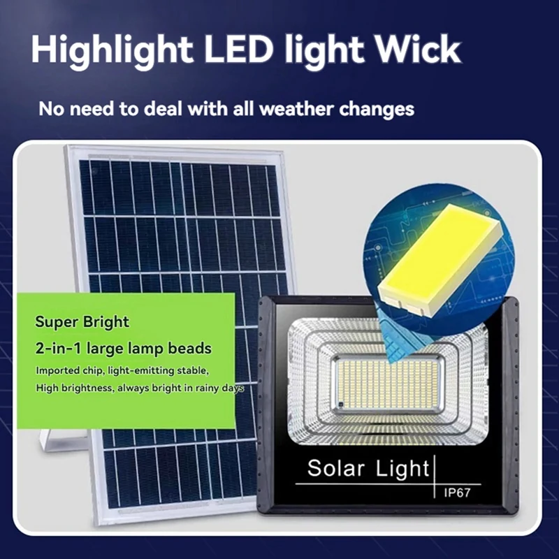 Solar Flood Lights 130LED 60W Remote Control Solar Powered Spotlight Outdoor Waterproof IP67 Street Light