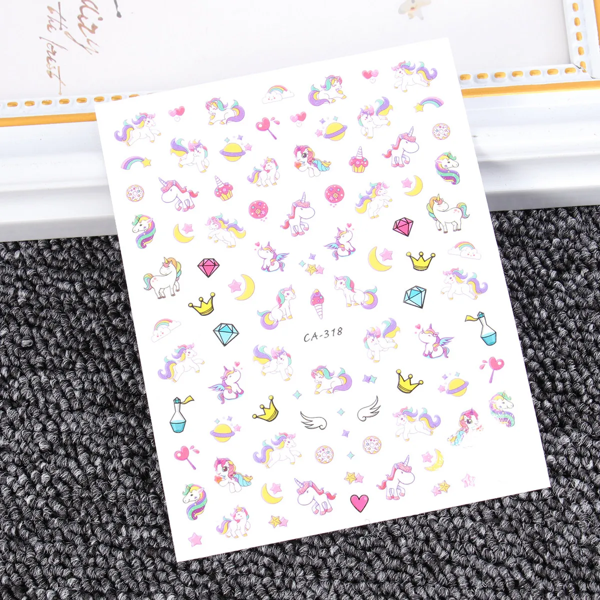 

3pcs Unicorn Decal Sticker Manicure Decoration For Party Birthday Holiday Women Nail Art Nail Stickers Tips Decals