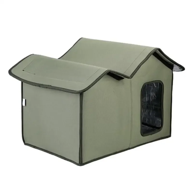 

Feral Cat House Large Insulated Cat Shelter Waterproof Weatherproof Pet House with Transparent Door Washable Cat Hut for Cat Dog