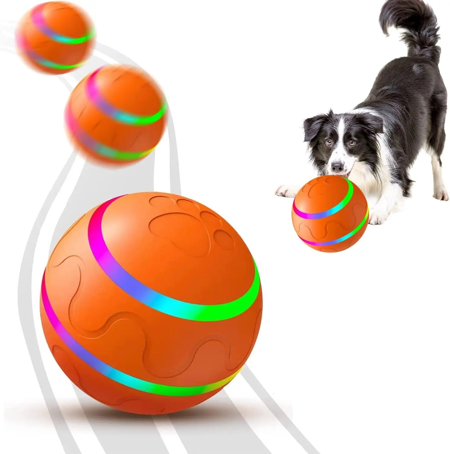 Interactive Dog Ball Toy - Automatic Pet Ball for Dogs - Automatic Ball with USB Charging & LED Lights Active Rolling for