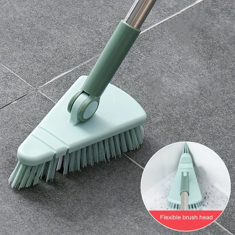 Triangle Floor Brush for Cleaning Bathtub and Floor Gaps, Long Handle Detachable Bathroom, Kitchen, and Balcony