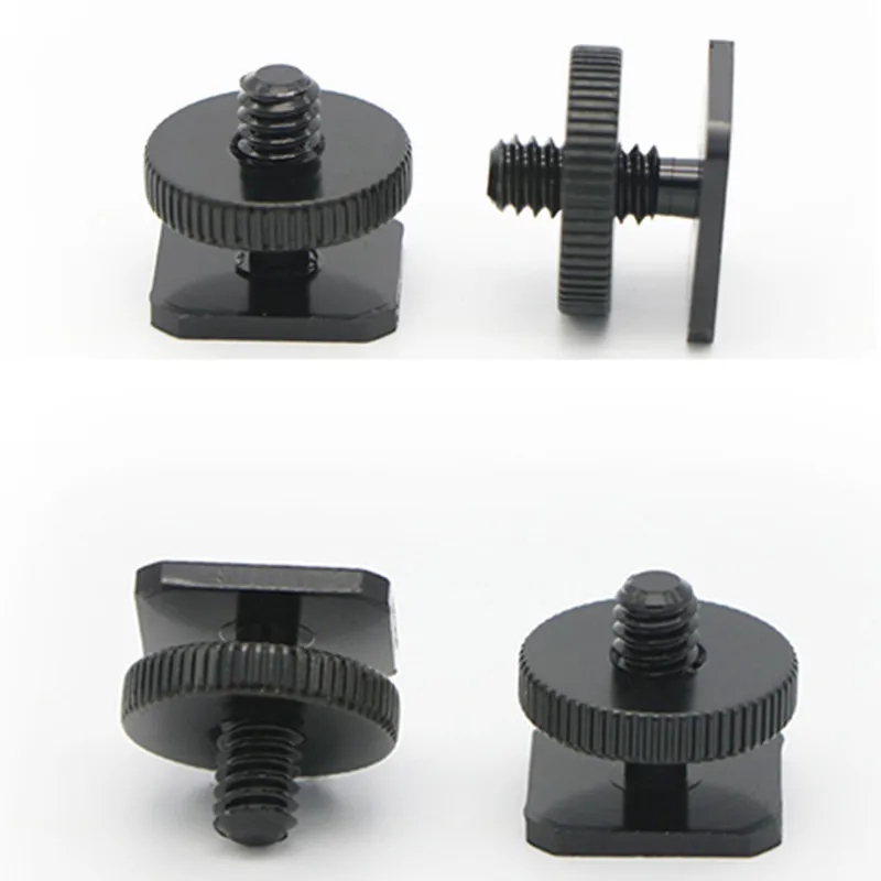 전문 1/4 "3/8" 듀얼 너트 삼각대 마운트 나사, 블랙 플래시 핫 슈 어댑터 스탠드, 카메라 스튜디오 액세서리