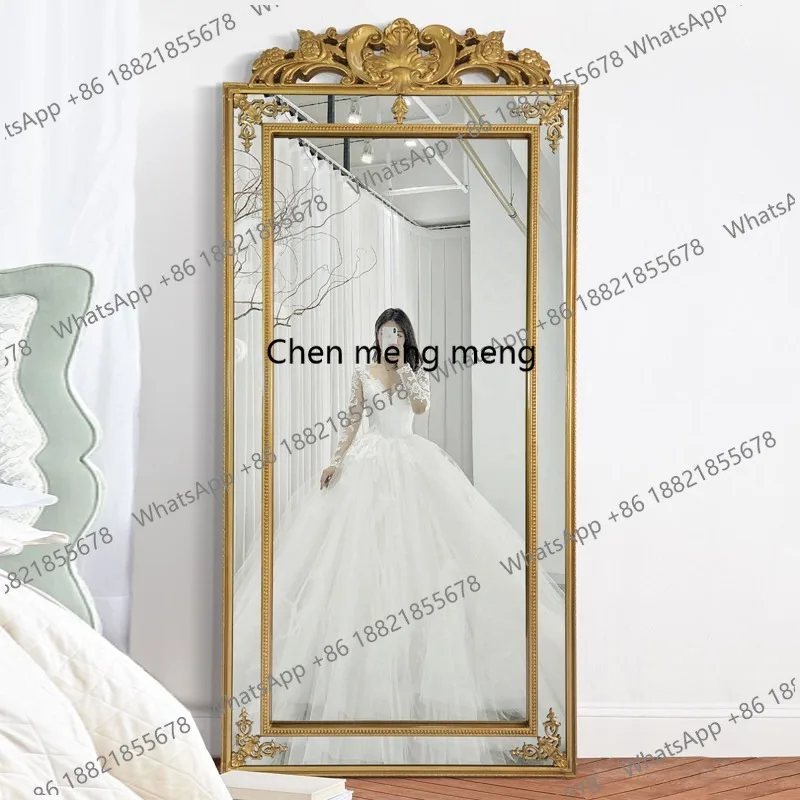 

European carved floor mirror retro court style full body mirror bedroom full-length mirror clothing store