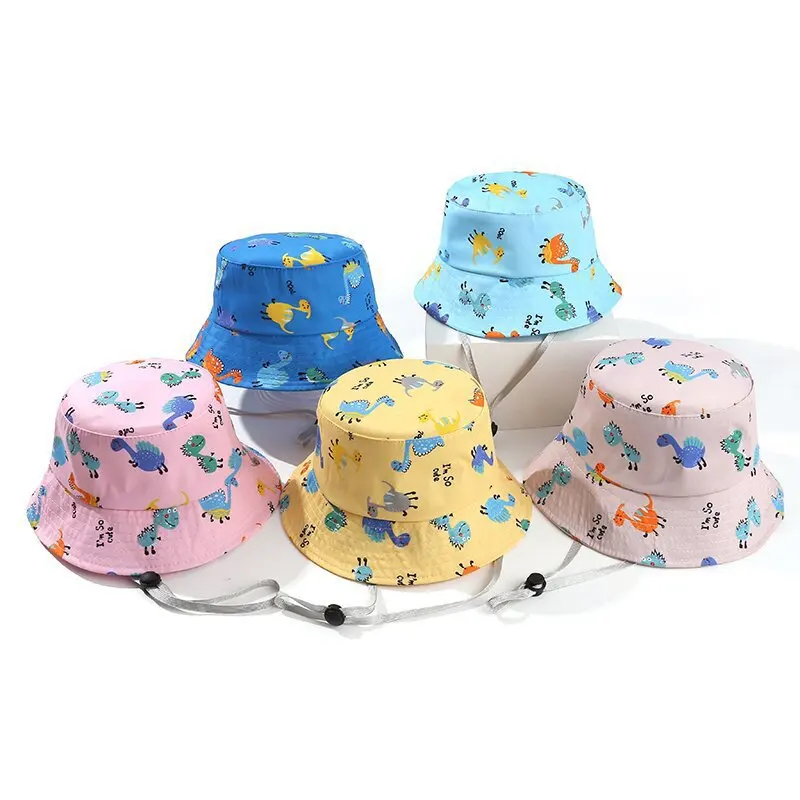 

New Children Cute Cartoon Dinosaur Bucket Hat Breathable and Windproof Sun-Proof Boys and Girls Baby Outdoor Travel Batch