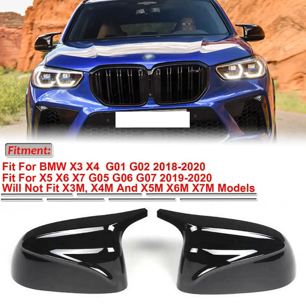 2PCS/Set Mirror Cover Cap Carbon Fiber Replacement AN Horn Rearview Mirror Housing For BMW Series x3 x4 x5 G01 G02 G05