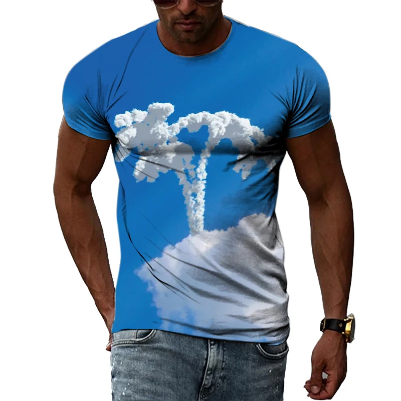 Summer Personality Trend New Men\'s T-shirt Nature Beauty Print Men\'s Street Fashion Harajuku Loose And Comfortable Plus Size Top