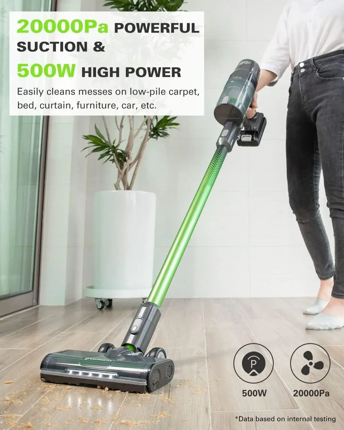 Greenworks 24V Brushless Cordless Stick Vacuum, Lightweight, Handheld, Pet, Anti-Allergen HEPA Filtration, Hard Floor, Carpet,