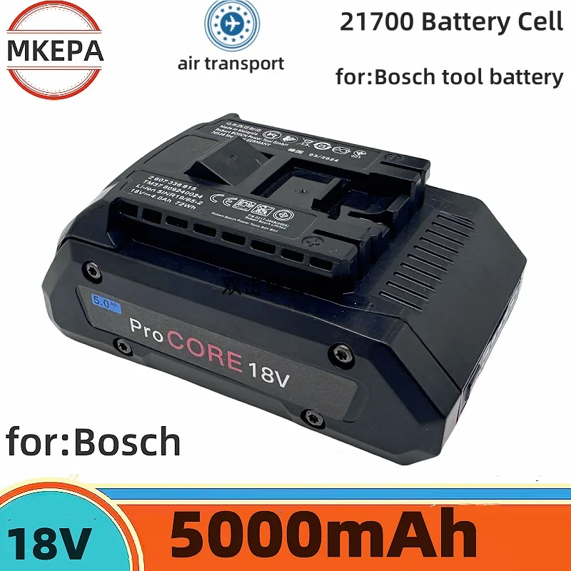 18V 5S1P 5000mAh ProCORE replacement battery, for Bosch 18V cordless tools BAT609 BAT618 GBA18V 21700 high power 5C power cell