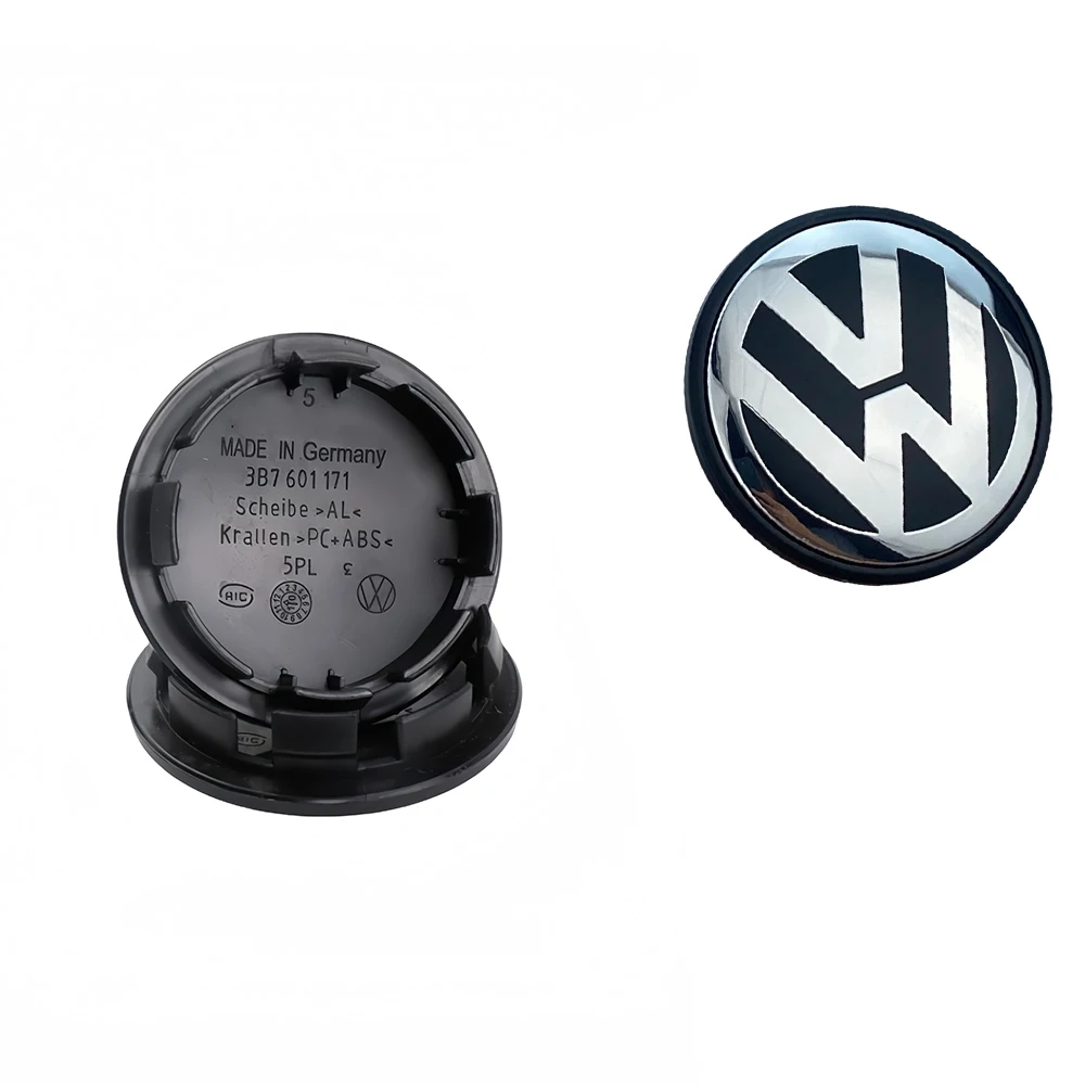 4PCS  Wheel Center Hub Cap 3B7601171 65MM Wheel Center Cap Replacement Chrome & Black for Volkswagen