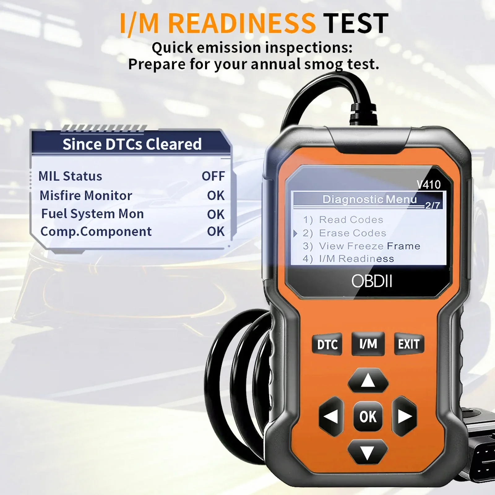 V410 Obd2 الماسح الضوئي أداة تشخيص شاحنات السيارات 1996 + تيار البيانات في الوقت الحقيقي I M استعداد اختبار الجهد فحص قارئ رمز المحرك
