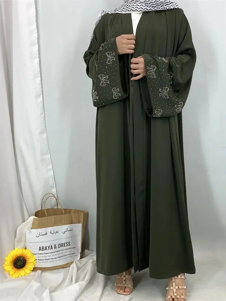عباية مفتوحة 2025 دامن دبي كيبيا كيمونو إسلامي متواضع ملابس نسائية قفطان إسلامي رداء طويل قفطان مغربي نسائي Musulman