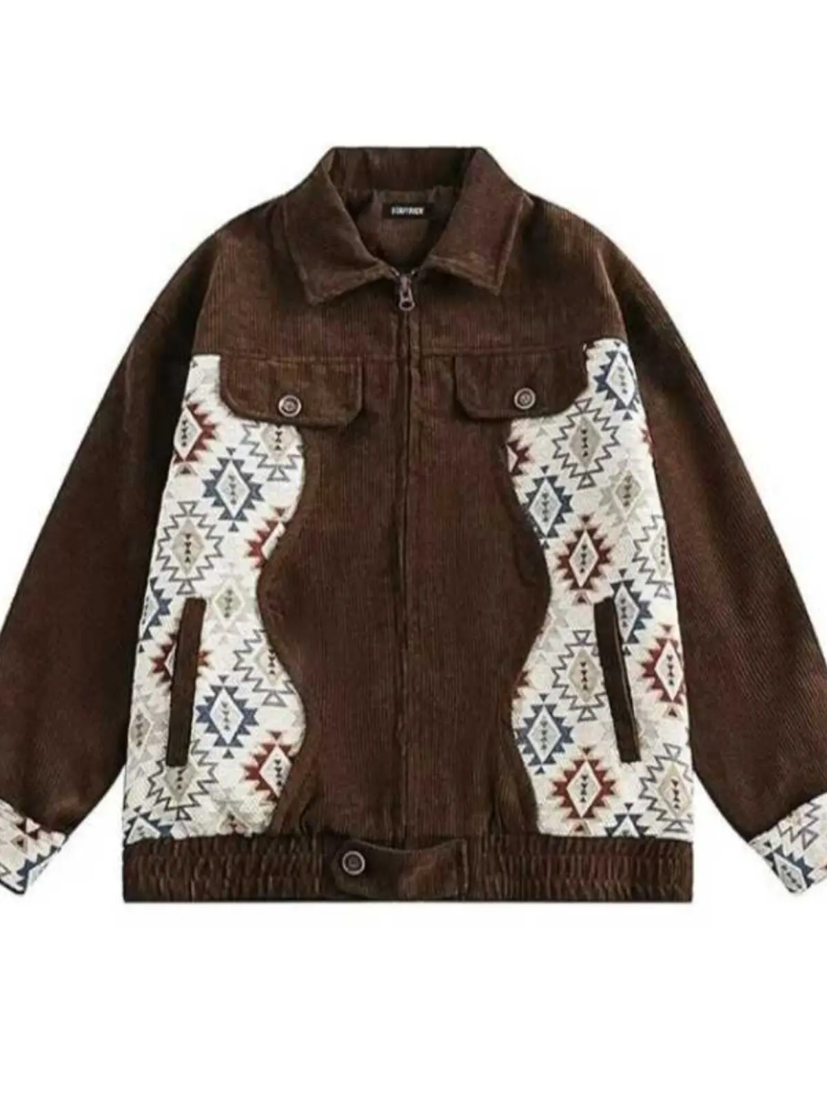 Spring and Autumn Ethnic Style Vintage Men's Jacket Corduroy Stitching Contrast Color Coat