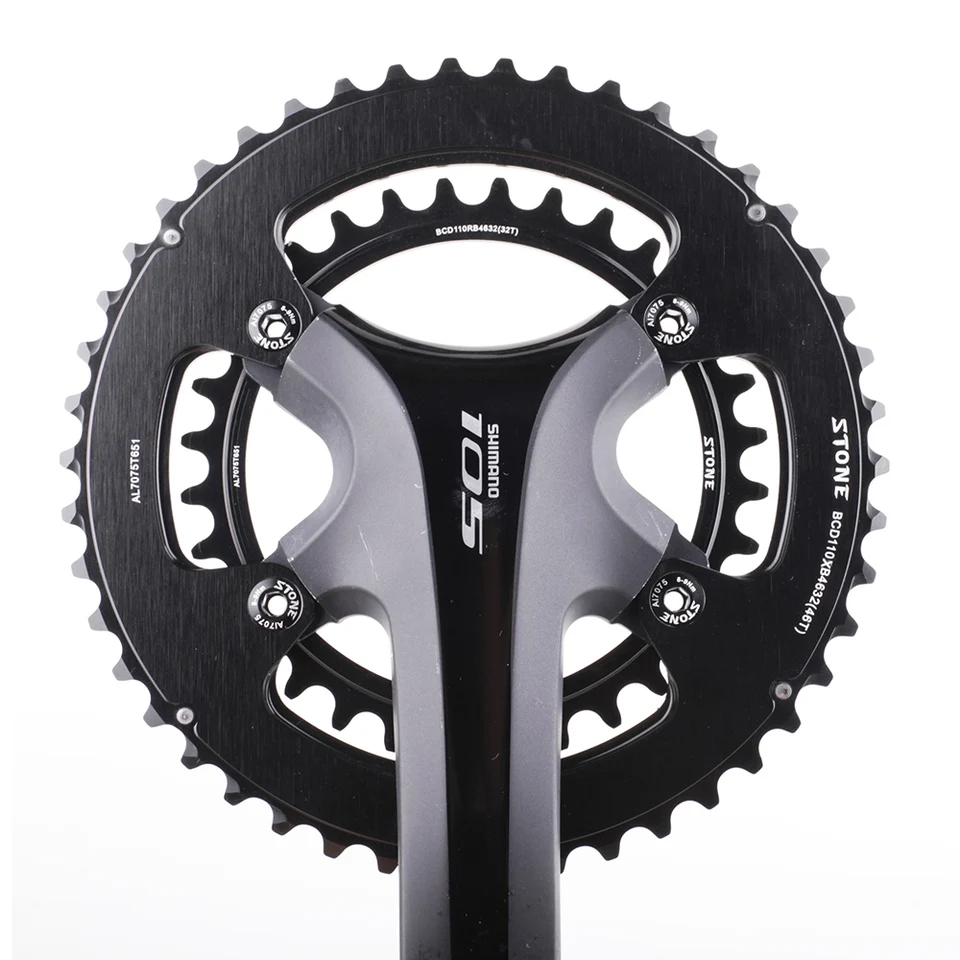 ストーンダブルチェーンリングbcd,110mm,4ボルト46t 32t 48t 33t 50t