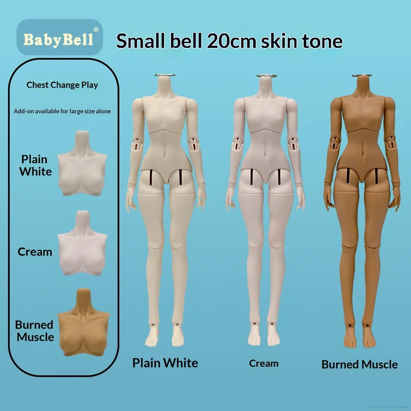 Babybell 20cm BJD Doll Body BabyBell Jointed Body Replace OB22 OB24 Fit Azone GSC Head Shell Accessories Multiple Skin Tone