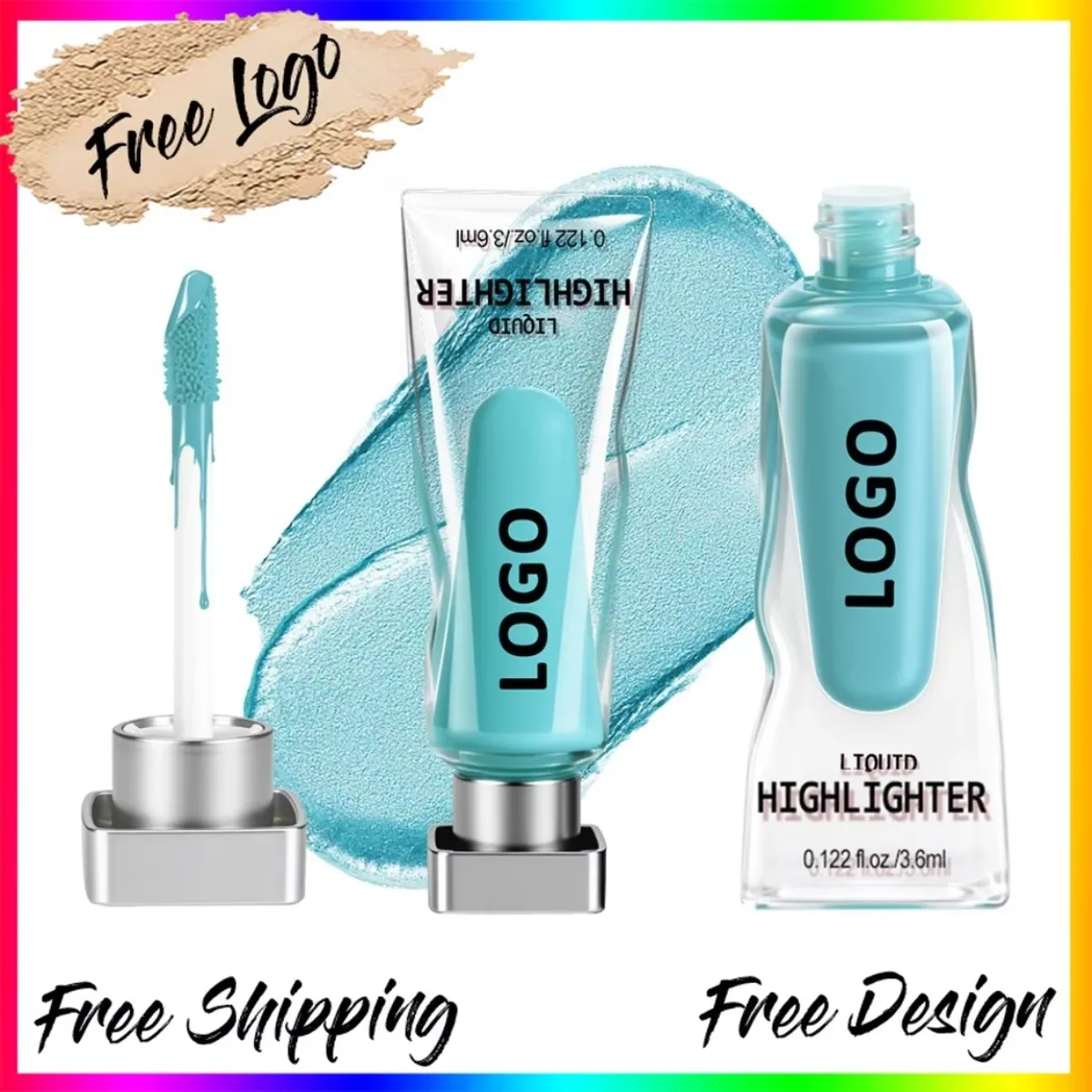 Ice Cube Tube 12 Color Liquid Highlighter Face Glow Shimmer Private Label Custom Logo Vegan Makeup Wholesale Cosmetics