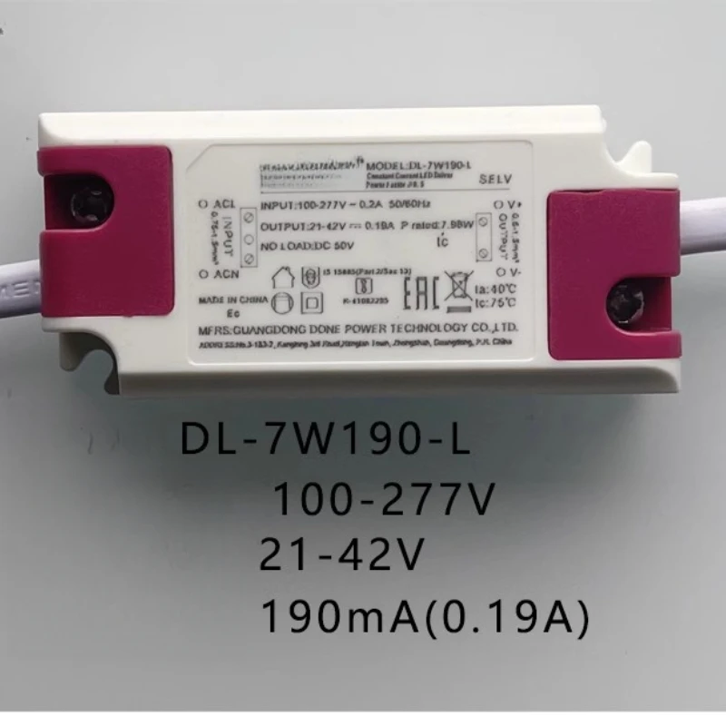

DL-7W190-L оригинальный светодиодный драйвер питания 7 Вт 20-42 В 190 мА балластная трубка/прожекторный трансформатор DONE