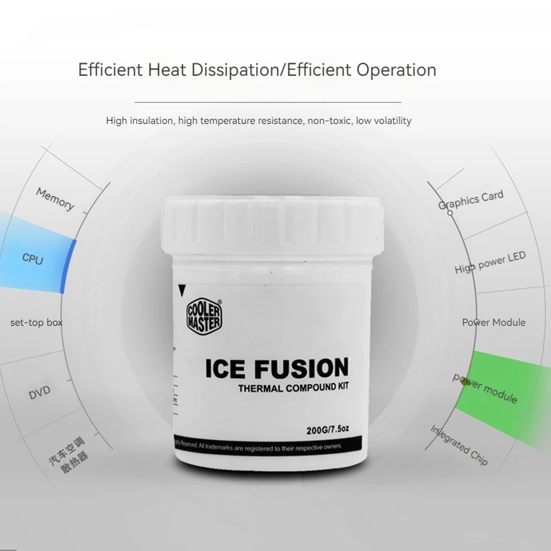 Cooler Master 200g Pasta di grasso termico di grande capacità per processore di raffreddamento CPU GPU LED composto in silicone