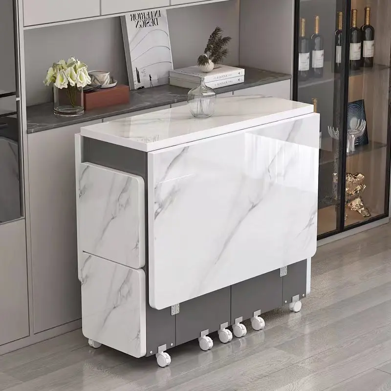 Household folding dining table removable retractable rectangular simple small apartment multi-functional combination