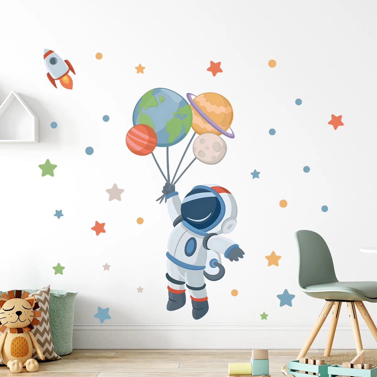 Autocollant Mural de Dessin Animé, Communautés ète, Étoile, Astronome, Décoration de Chambre d'Enfant, de Garçon, de Salon, de Maison, 1 Pièce