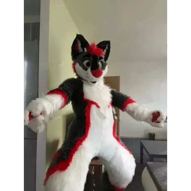 

Red Fur Husky Fox Dog Mascot Costume Fursuit Cosplay Party Game Animal Halloween