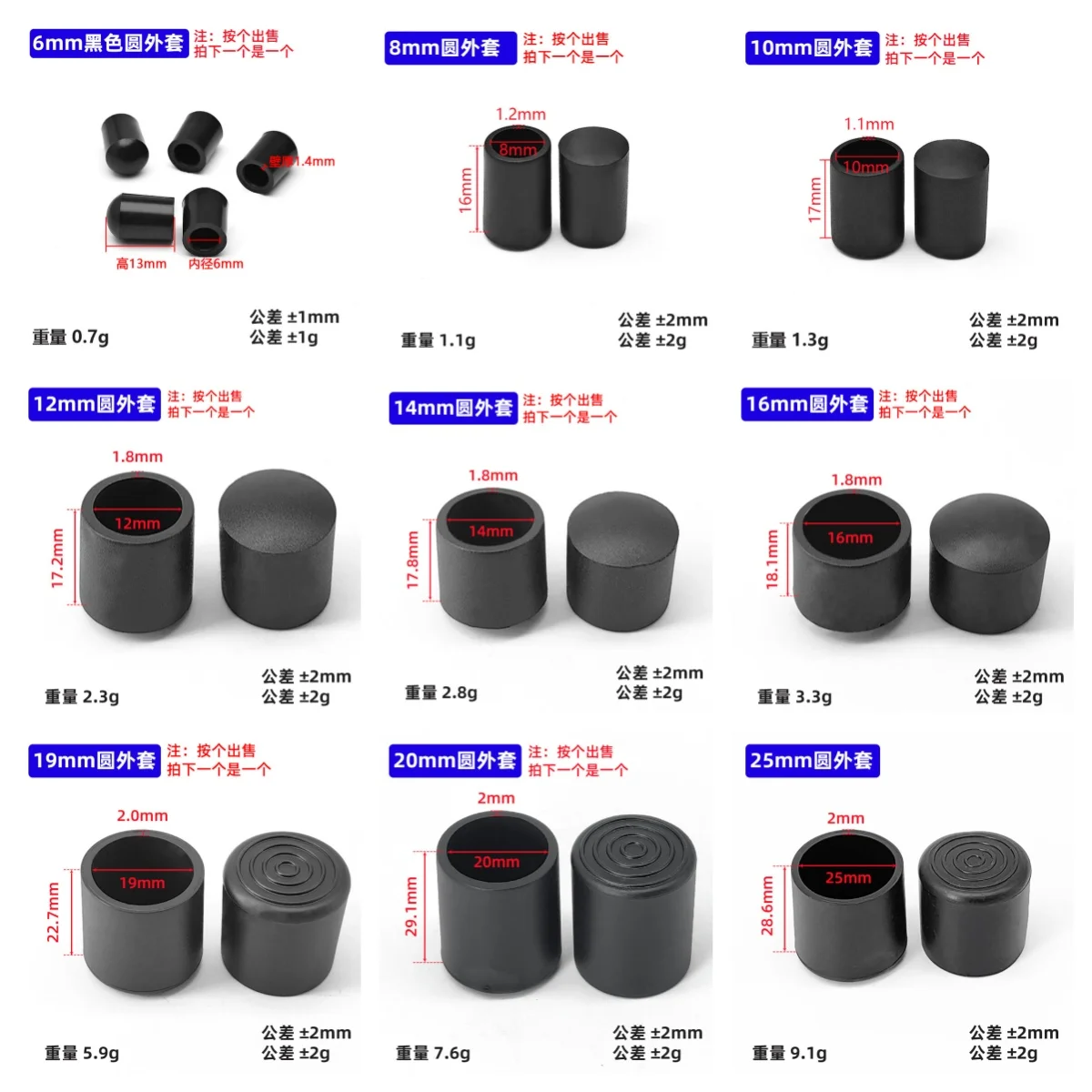 8/10/12/14/16/20/25/30-120 มม.รอบยางเก้าอี้ขา Pad เฟอร์นิเจอร์เท้าตาราง End ปลั๊ก PVC Mute Anti-Skid ชั้น Protector หมวก