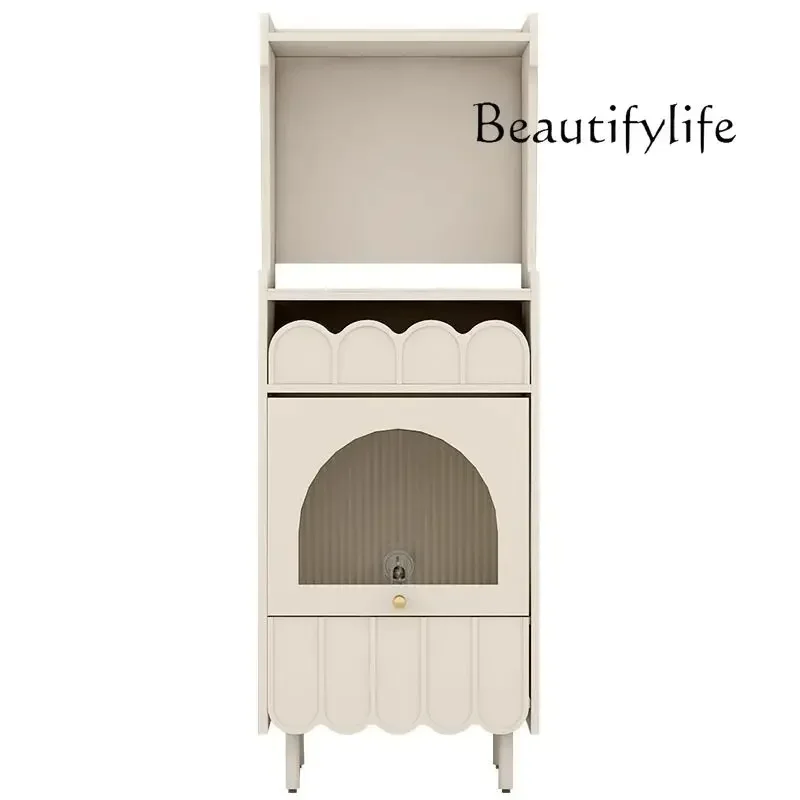 

z.French rock slab dining side cabinet small apartment living room large capacity cream wind household storage cabinet