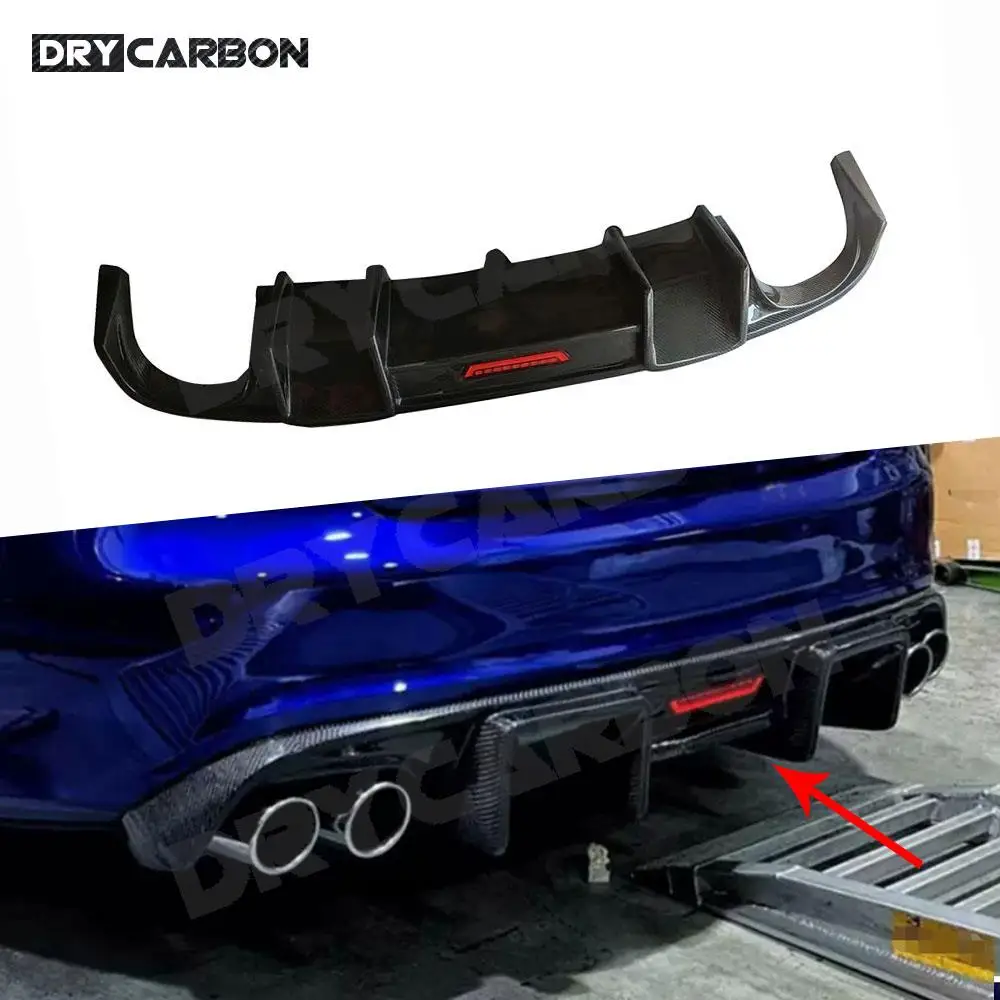 Carbon Fiber Rear Bumper Diffuser Lip With LED for Audi A5 Sline S5 Sport Coupe 2008-2016 Car Bodykit Lip Diffuser Accessories