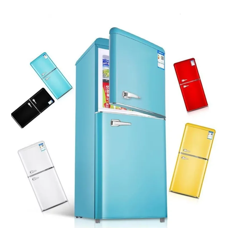 72L MINI compact double-door American retro top-freezer refrigerators home dormitory office refrigeration equipment