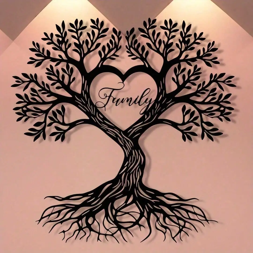 Tree Of Life Heart Metal Wall Art Modern Minimalist Iron Family Love Home Decor Gift