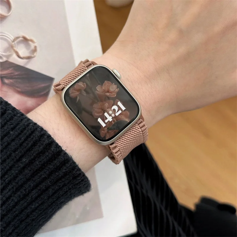 Korea Cute Nylon Elasticity Strap For Apple Watch Band Ultra2 49mm 45mm 44 41 42 Correa Adjustable Band For Iwatch Series 9 8 SE