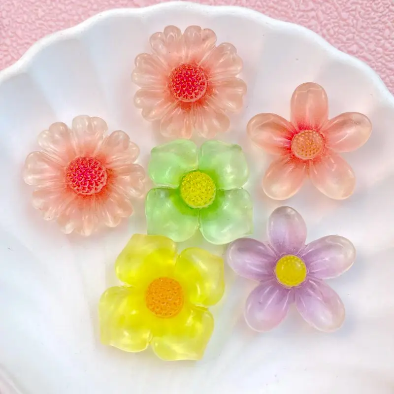 10 Stück Neue Niedliche Cartoon-Blumen-Serie Flache Ornamente Schmuck Schleifen Accessoires