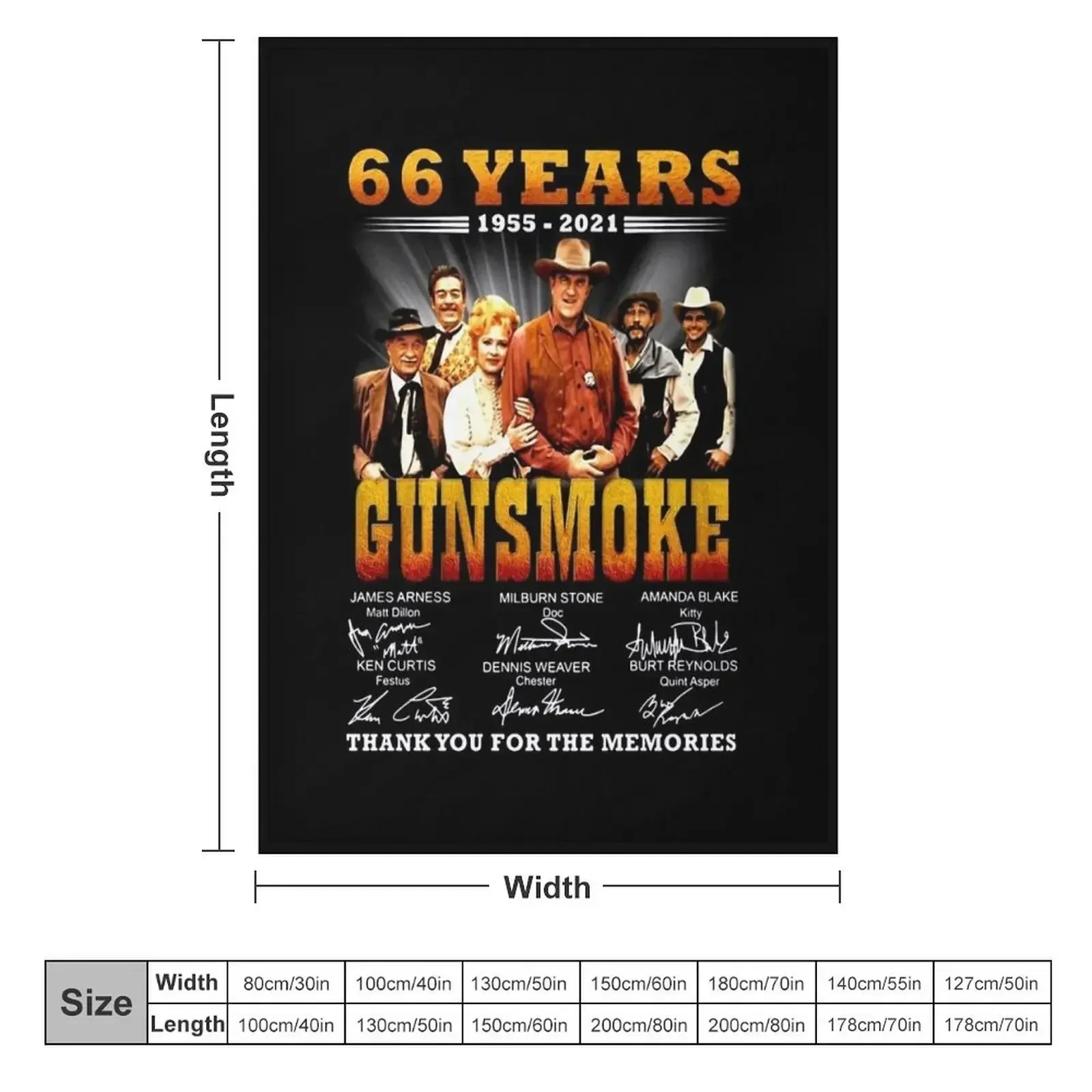 66 Years 1955 - 2021 Gunsmoke Throw Blanket Thermals For Travel christmas gifts Luxury warm winter Blankets