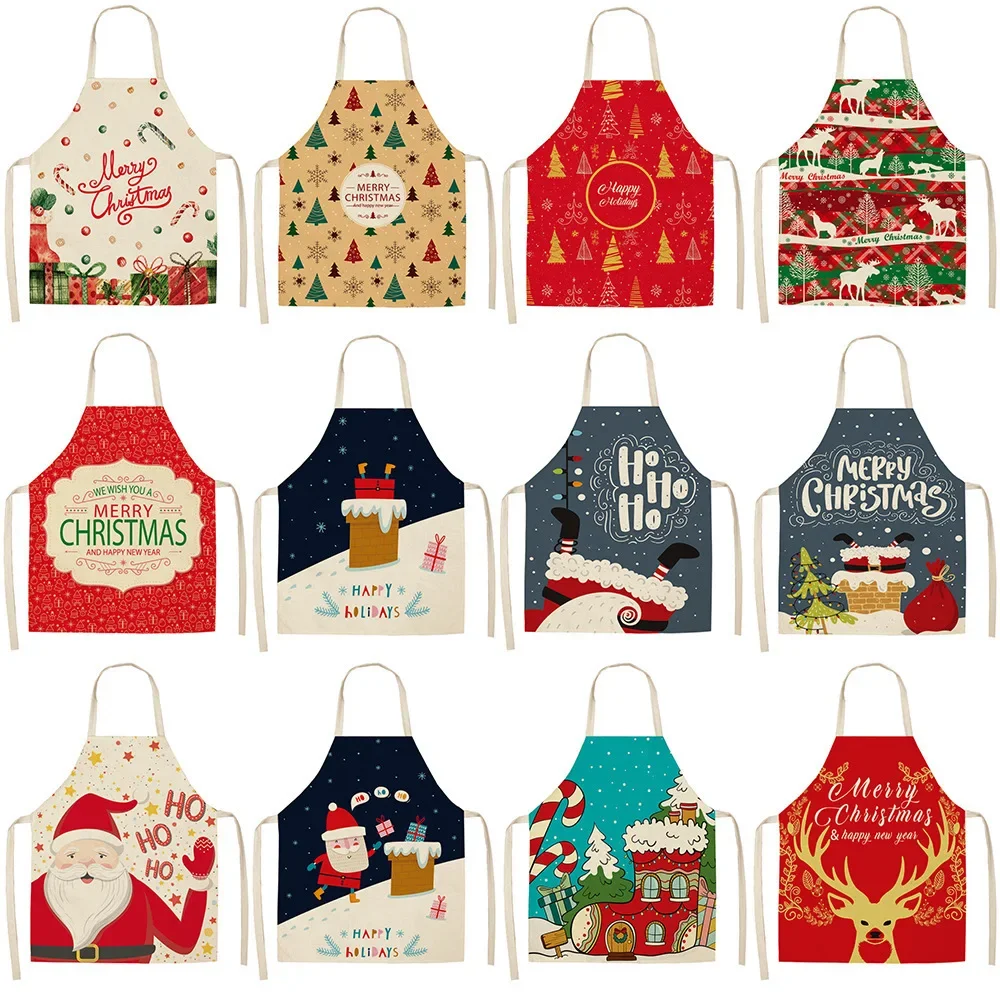 Christmas apron new cartoon Santa Claus Christmas party decoration kitchen supplies