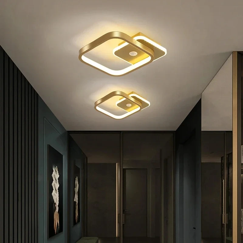 Indoor Human PIR Motion Sensor LED Ceiling Lamps Ceiling Lights for Bedroom Living Room AC85-265V 14W Black Gold Ceiliing Light