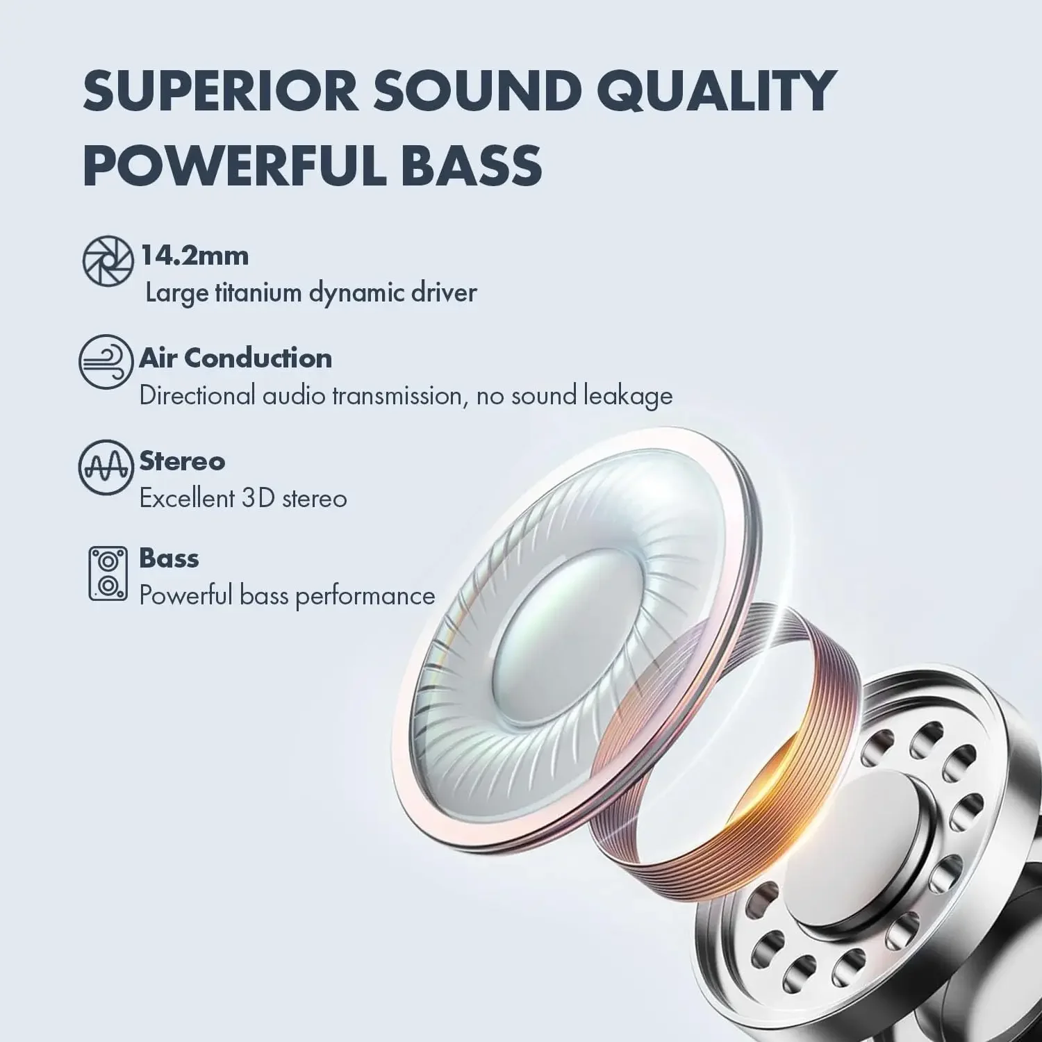 HD Sound Quality OWS auricolari sportivi Bluetooth 5.3 True Wireless Stereo con auricolari con Clip per l\'orecchio chiamate cuffie con riduzione del