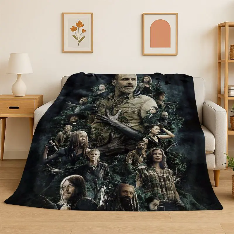 classic The Walking Dead Rick Daryl Horror TV Flannel Blanket Soft Warm Throw Blanket for Bedroom Living Room Bed Travel Picnic
