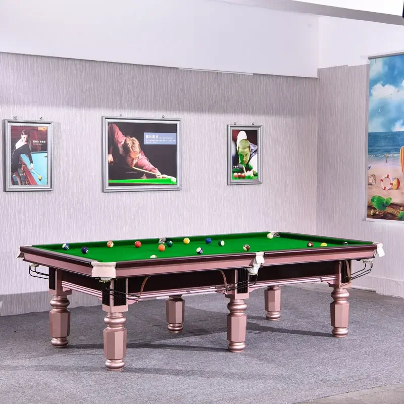 Modern Style Chinese Black Eight Billiards Table Factory Direct Sale Household Commercial Use Solid Wood Slate PVC Green Snooker