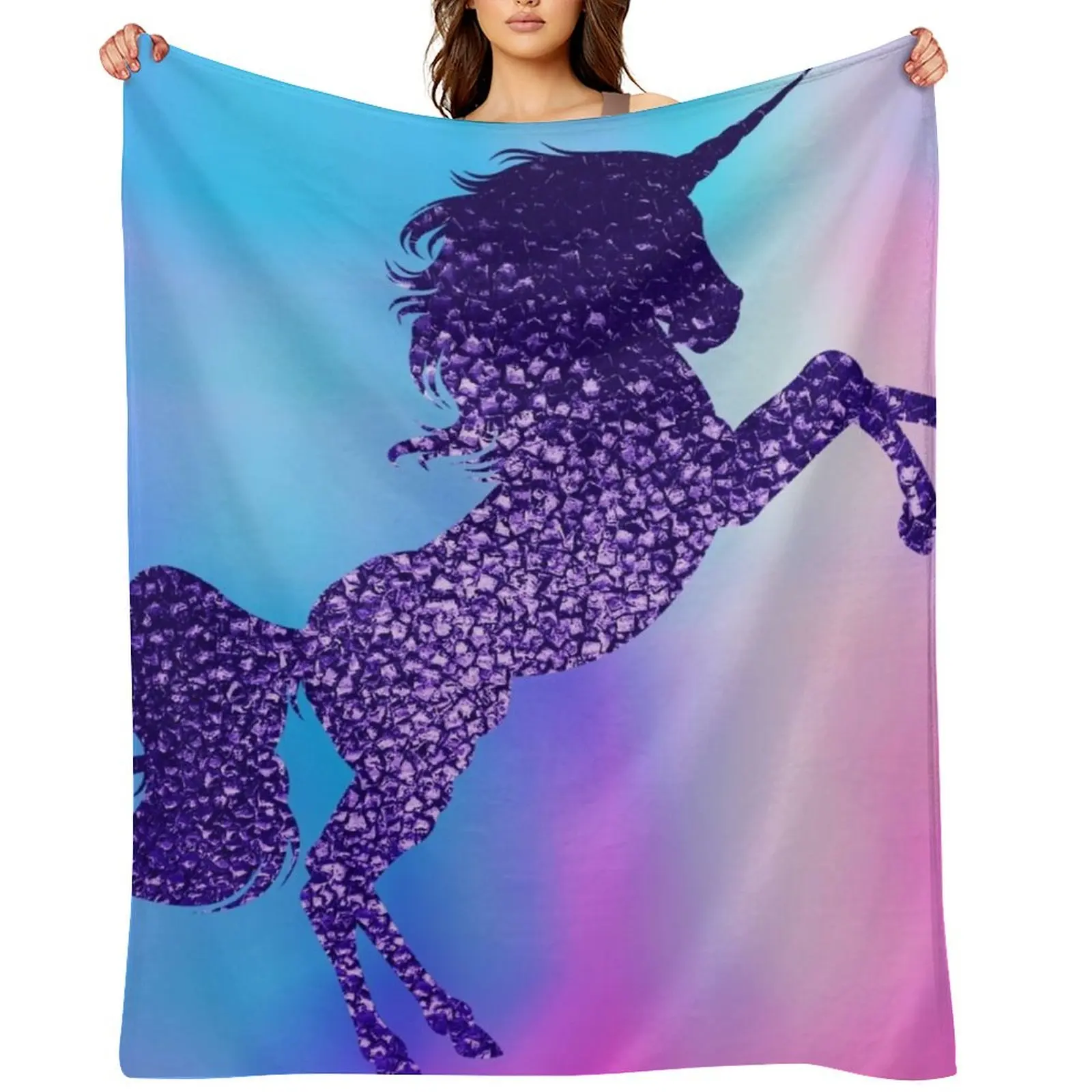 

Sparkly Purple Unicorn Throw Blanket Thins Blankets Sofas Of Decoration Hairy Furrys Blankets