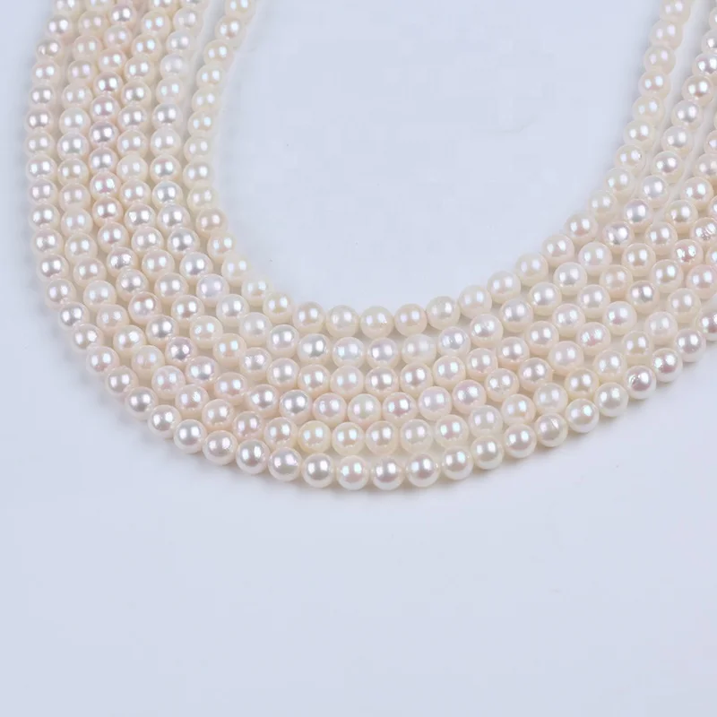 5.5-6mm genuine sea water Akoya real natural white round pearls strand