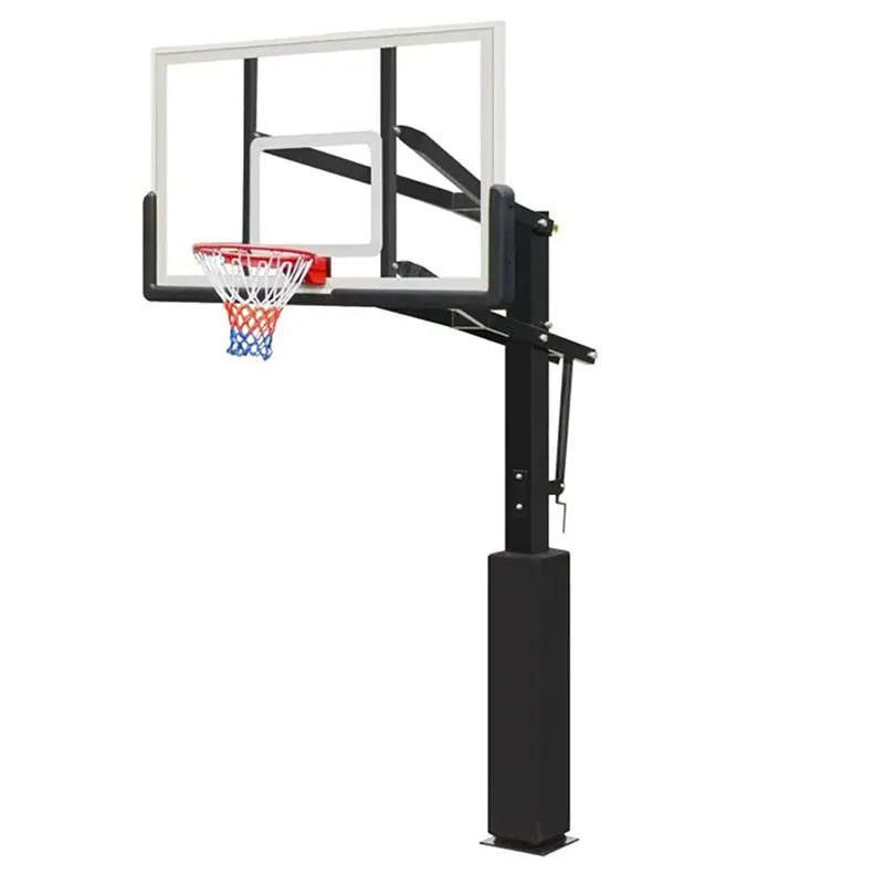 

High Quality Outdoor Inground Adjustable Basketball Hoop with High Carbon Steel Aluminium Alloy Frame Black Portable for Exportp