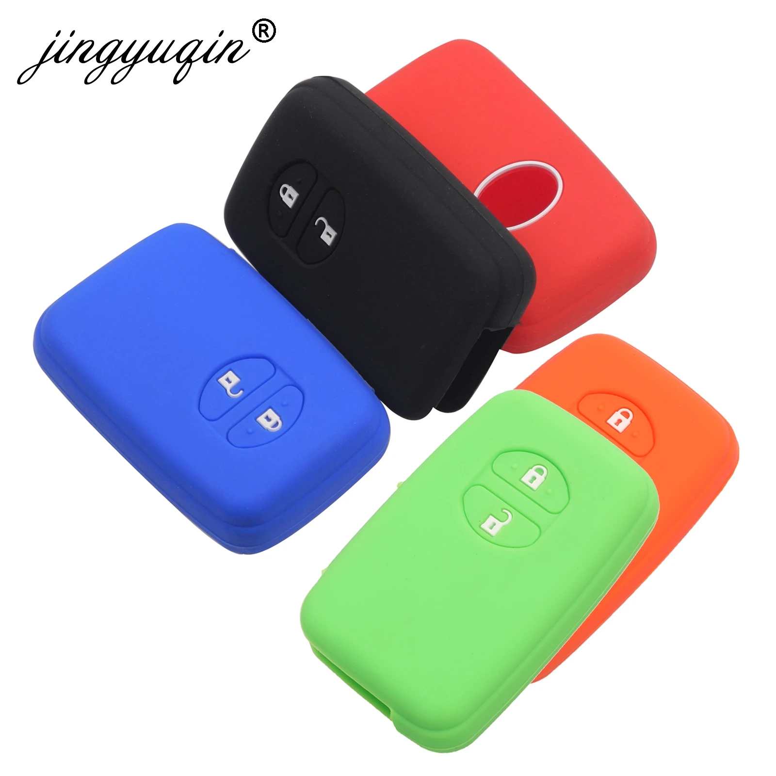 jingyuqin 2 Button Silicone Key Case Fit For Toyota Camry Highlander Crown Remote Smart Key Cover Holder