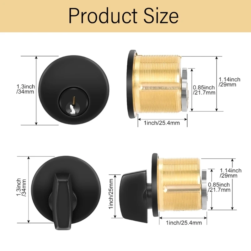 قفل باب نقر نحاسي مقاس 1 بوصة مع أسطوانة باب قياسية رئيسية، تركيب بسيط لأمن واجهات المتاجر